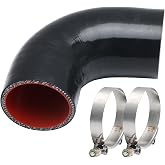 MAYSPARE 90 Degree elbow silicone coupler hose ID 2.25 inch, 4" (102 mm) leg length, 0.2" (5 mm) wall thickness, with 2PCS T-Bolt Clamps, for Turbo, Intercooler, Intake Piping
