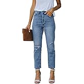 Metietila Women's Ripped High Waisted Jeans Distressed Stretch Straight Jean Denim Pants