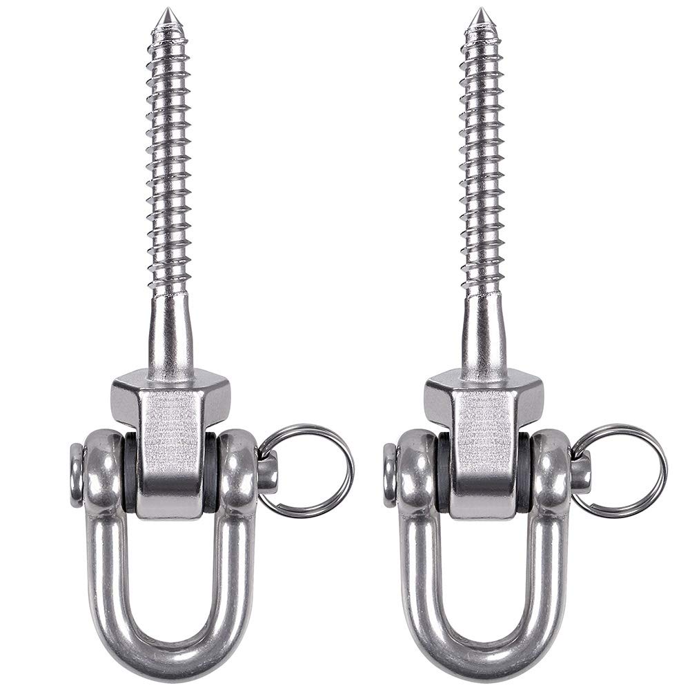 BeneLabel 2pcs Swing Hanger, Heavy Duty Hammock Hook Hanging Chair Eye Bolt Screw 125mm Swivel Ceiling Beam Mounting Bracket for Aerial Yoga/Punching Bag/Sandbag, 1800lbs