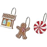 Avanti Linens - Shower Curtain Hooks, Hand-Painted Resin, Christmas Decorations, Set of 12 (Sweet Treat Collection)