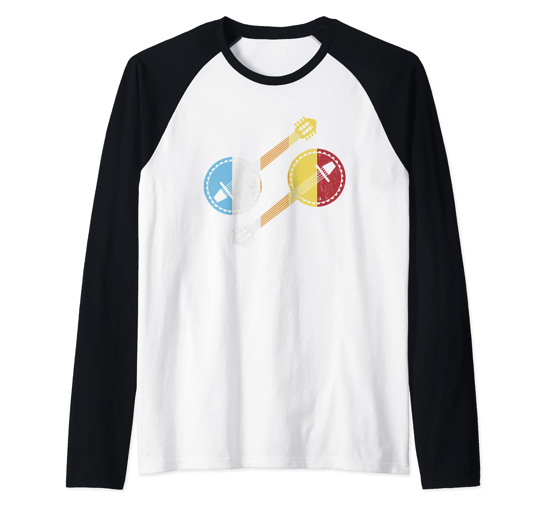 Bluegrass Banjo Music Lover Banjo Guitar Raglan Baseball Tee