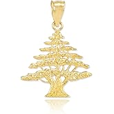 High Polish 14k Yellow Gold Cedar Tree Charm Pendant