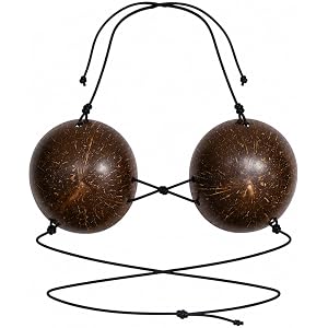 Real Coconut Shell Bra with Cord (Medium Size - 4.5" - 5") Natural Bikini Top Hawaiian Hula Costume Luau Party