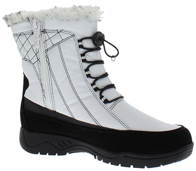 Totes Womens Elle White Snow Boot Round Toe Mid Calf Flat Ankle High Eskimo