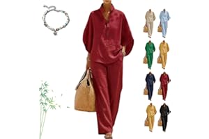 Women’s Batwing Sleeve Linen Cotton Two-Piece Set – Casual Shirt & Wide Leg Pants Outfit Summer Lounge Suits