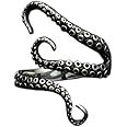 AZYOUNG 316L Stainless Steel Pirate Octopus Ring Tentacles Black S-shaped One Size Opening Ring