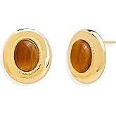 Jean Beau Gold Statement Stud Earrings for Women, Trendy Dainty Oval Gemstone Hypoallergenic Earrings for Wedding Prom Fashion Jewelry Gift