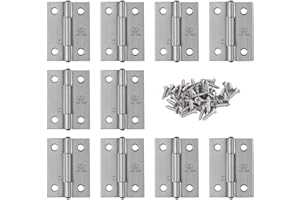 Adiyer 10pcs 304 Stainless Steel 2-inch Folding Butt Hinges Home Furniture Hardware Door Hinges for Case Lid Wooden Jewelry Box Lid (50mm x 37mm x 1.2mm)