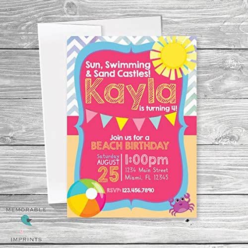 Beach Birthday Invitations Girls Birthday Invitation
