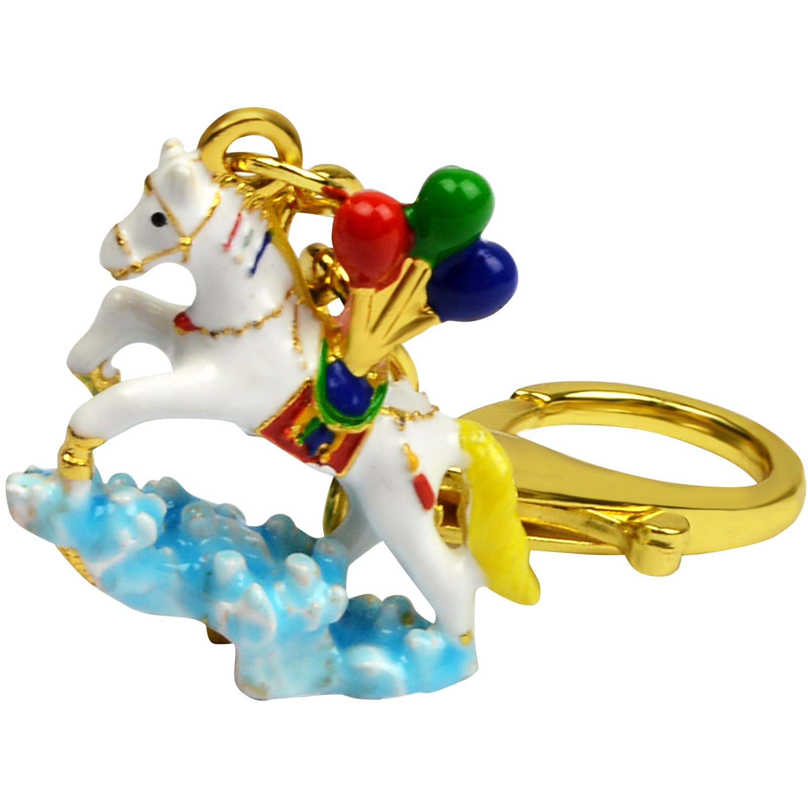 Juanxian Joyous Windhorse Keychain Horses White Horse with Balloons keychian for Luck