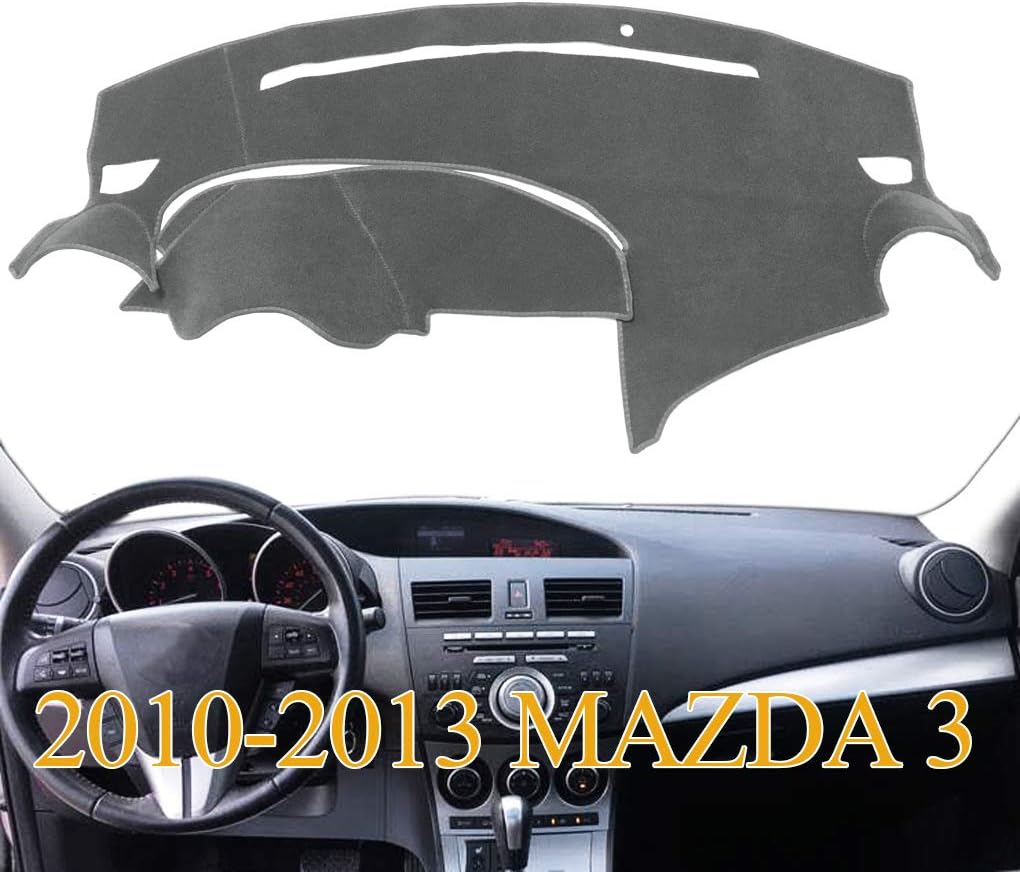 Yiz Dashboard Cover Dash Cover Mat Pad Carpet Custom Fit for Mazda 3 2010 2011 2012 2013 (Gray) Y47