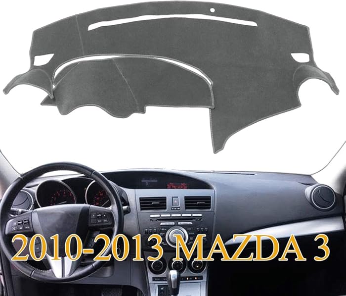 Yiz Dashboard Cover Dash Cover Mat Pad Carpet Custom Fit for Mazda 3 2010 2011 2012 2013 (Gray) Y47