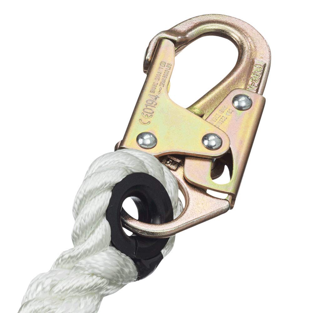 Peakworks Fall Protection Restraint Lanyard with Rope and 2 Snap Hooks, 3 ft. Length, White, V8151003: Industrial & Scientific