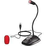 USB Desktop Microphone with Mute Button,LED Indicator, Plug&Play Condenser Cardioid, Compatible with PC, Laptop, Mac, PS4, 36