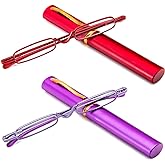 DXYXYO Mini Reading Glasses for Women Men Compact Small Pocket Metal Readers with Portable Case