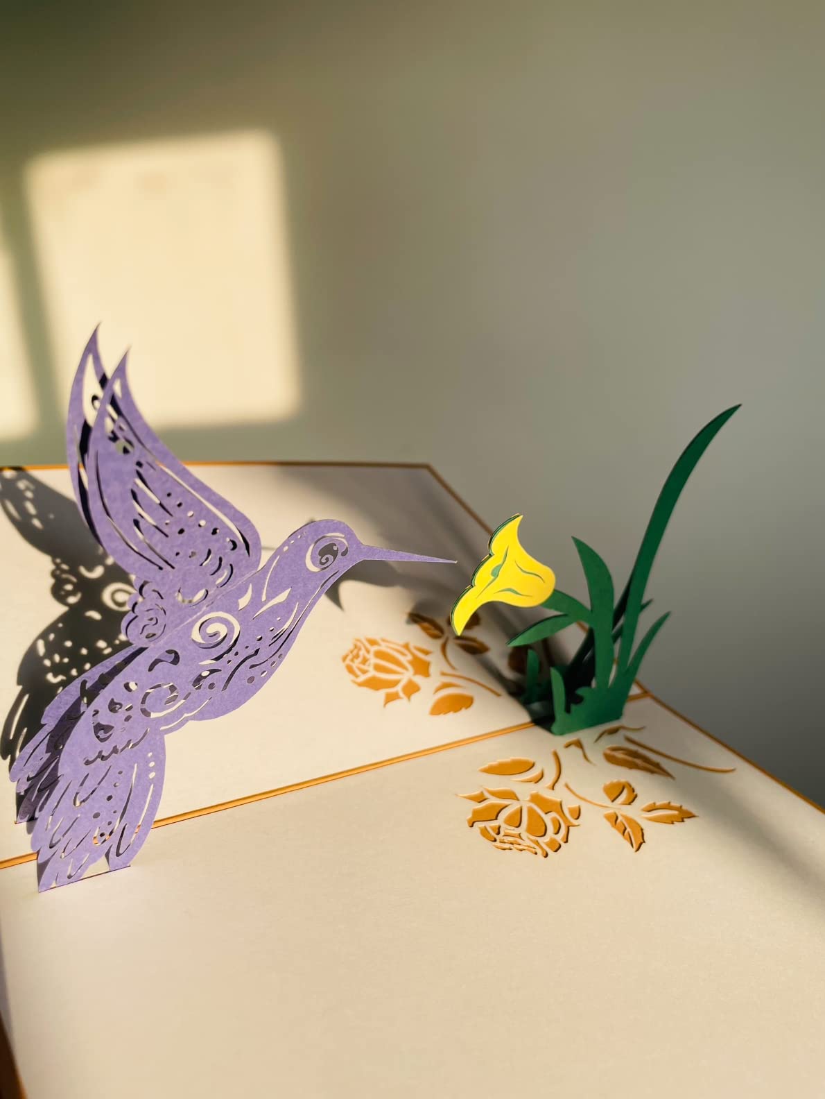 Hummingbird Flower Pop Up 3D card. Spring Collection. A Delightful surprise greeting card gift for Daughter, Mum, Friend, Granddaughter, Wife, Sister, Grandma. 12cmx18cm
