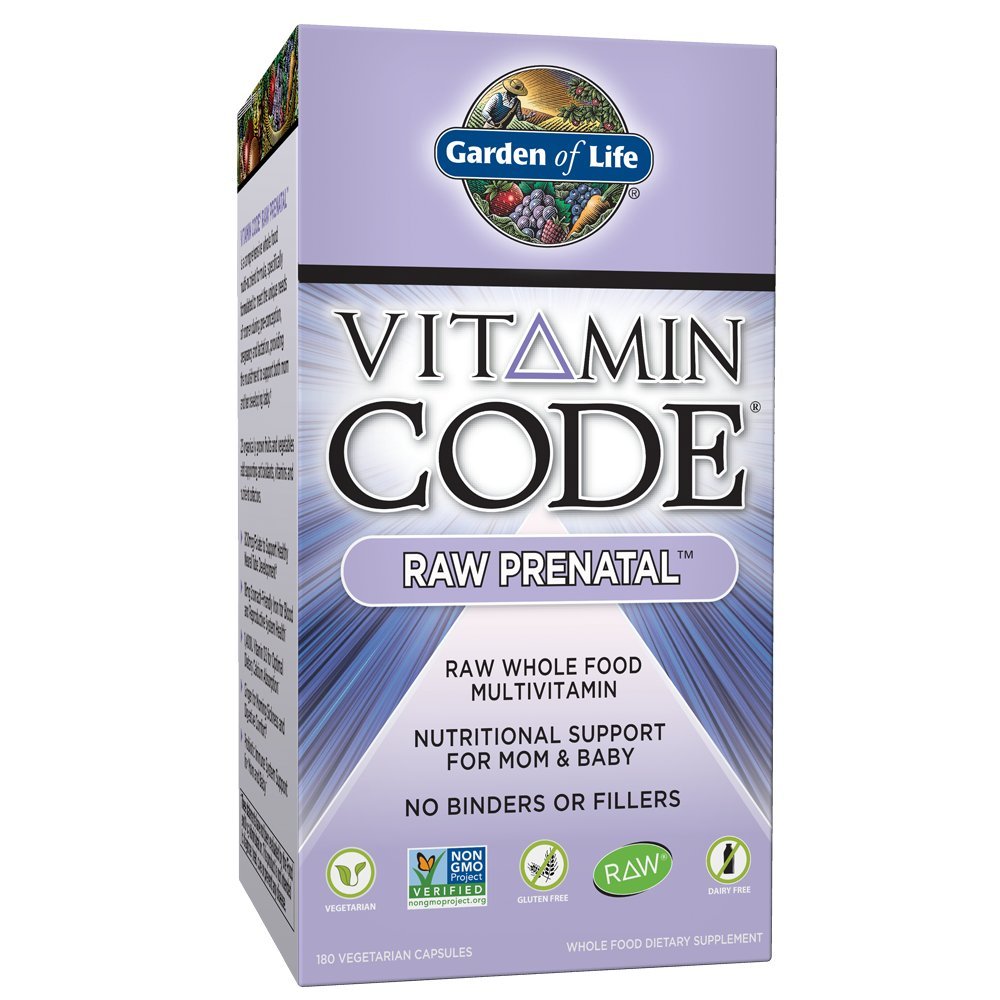 Garden of Life Vitamin Code Raw Prenatal Vegetarian Multivitamin Supplement with Folate, Iron, Probiotics & Ginger | Non-GMO, Dairy & Gluten Free, Best Whole Food Vitamin for Mom & Baby, 180 Capsules