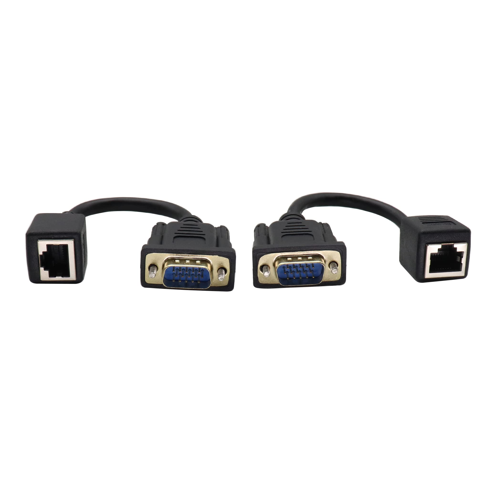 ZUYOOK VGA to RJ45 Extender Network Adapter Cable, 15-Pin Male to Female Cat5/6 Ethernet LAN Console for Multimedia Video and Distance Extension (15Cm/6Inch, 2-Pack)