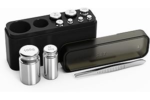 UNIWEIGH Calibration Weights 210g, 9 PCS High Precision Kit, 1g 2g 5g 10g 20g 50g 100g With Stainless Tweezers for Digital Scale, Gram, Mg, Lab
