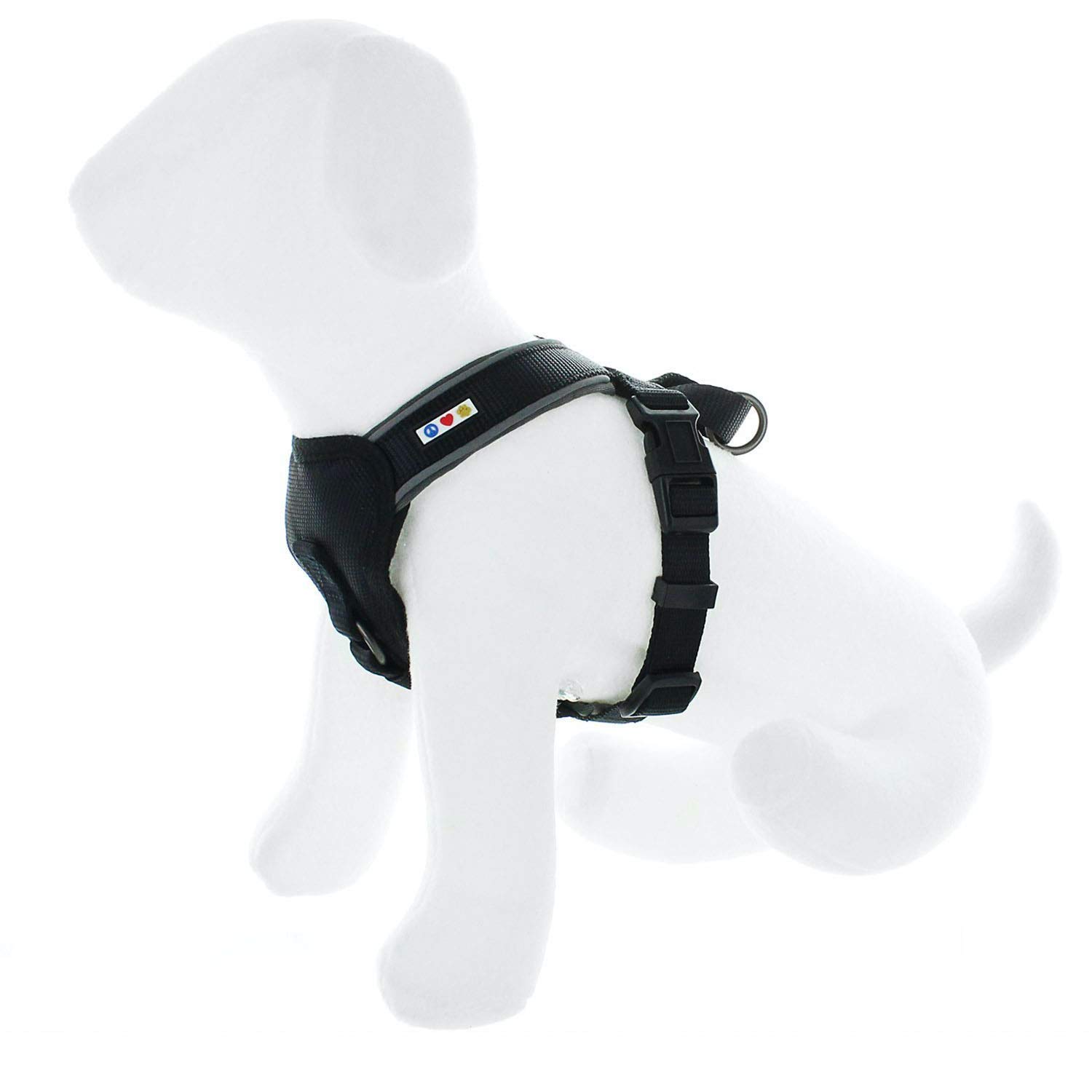 Pawtitas Pet Accessories Adjustable Padded Reflective Dog Harness, Step In Or Vest Harness, Comfort Control Walk, Puppy Trainer, Reduces Pull Tugging, Choking M Medium Black โ image 1