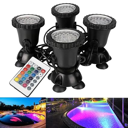 GreenSun Aquarium Spotlicht Unterwasserleuchte RGB LED Aquarien Licht Lampe für Fisch Tank innen Pool innen Brunnen 4 Stücke 