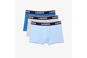 Lacoste Men's Cotton Stretch Tricolor Waistband Trunks, 3-Pack
