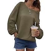 Bellcoco Womens Off the Shoulder Sweatshirt Long Sleeve Loose Pullover Tops Oversized Sweatshirts Trendy Spring Outfits