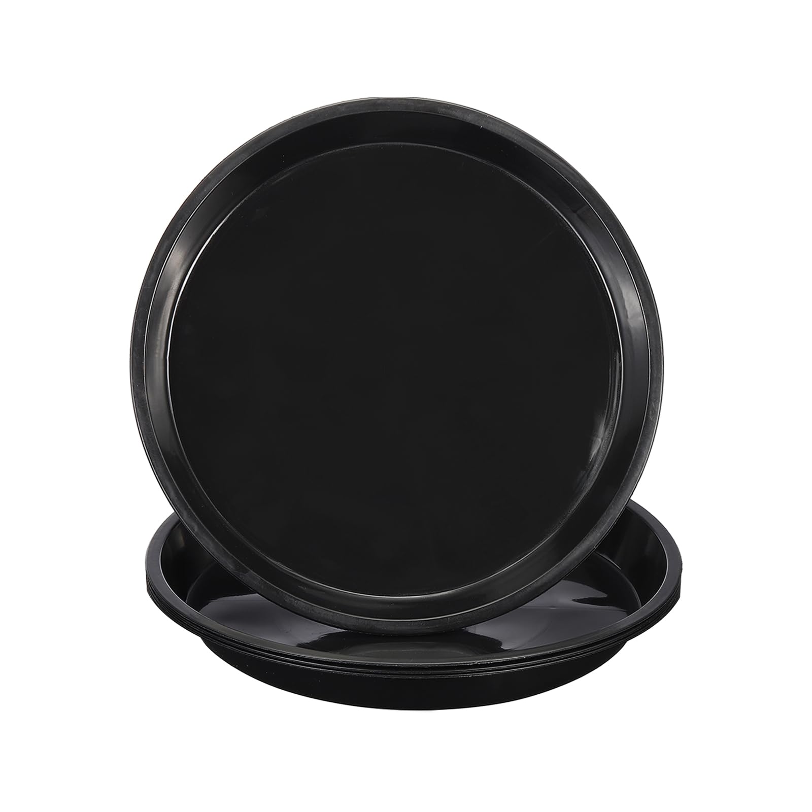 PATIKIL 4 Pack Plastic Plant Saucer, 14 Inch/34.5cm Plant Tray for Pots Round Plant Dish Plant Drip Trays Water Tray for Indoors Outdoors Garden, Black