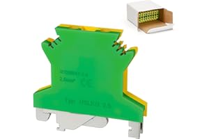 GUETNEU 10 Pcs USLKG2.5 Ground Circuit Connection Terminal Block, DIN Rail Mounted CENylon PA6 Terminal Blocks, 800V 32A, 2.5 mm²AWG