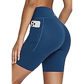 baleaf Freeleaf Women's 8" High Waist Biker Shorts with Pockets Yoga Running Volleyball Workout Gym Shorts for Summer Spandex