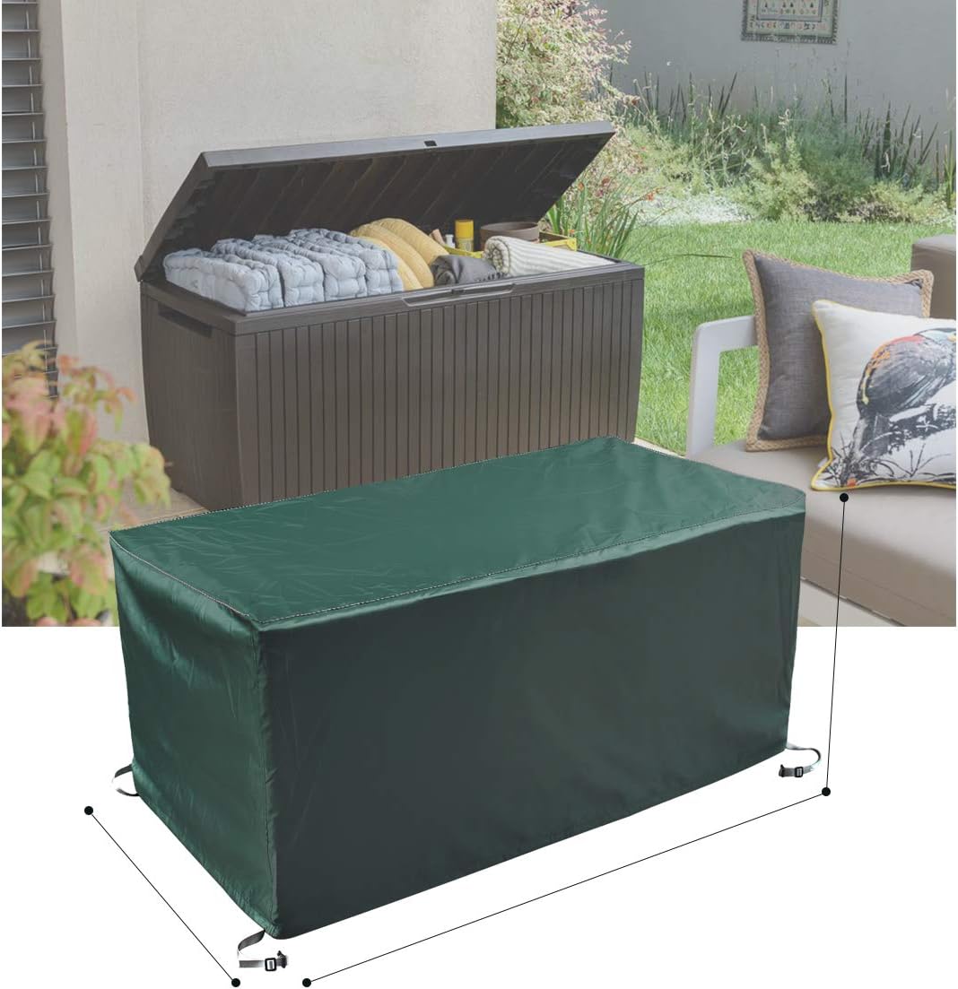 Deck Box Covers,Storage Box Cover with Straps and Handles,Patio Deck Box Cover fit for Deck Boxes(Dark green，52‘’）: Home Improvement