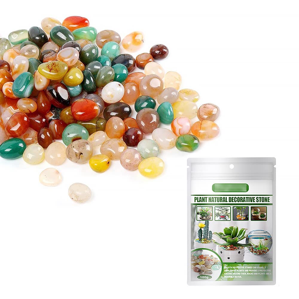 SEIWEI Decorative Pebbles, 100g decorative stones, Natural Small Polished Mixed Stones Gravel for Aquarium, Flowerpot, Landscaping, Vase Fillers and Garden Decoration