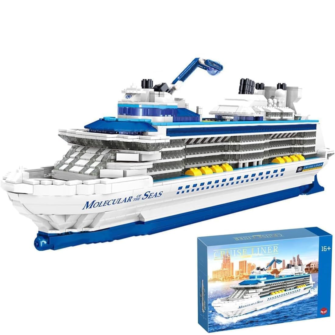 FULHOLPE Cruise Ship Building Blocks Set, 2428Pcs MOC Boat Molecular of The Seas Model Bricks Construction Toy Compatible with Major Brands
