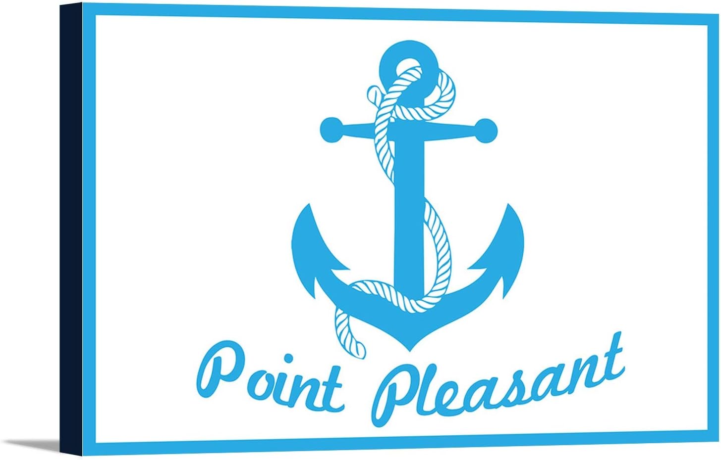 Point Pleasant Beach, New Jersey - Aqua and White Anchor (24x16 Gallery Wrapped Stretched Canvas)