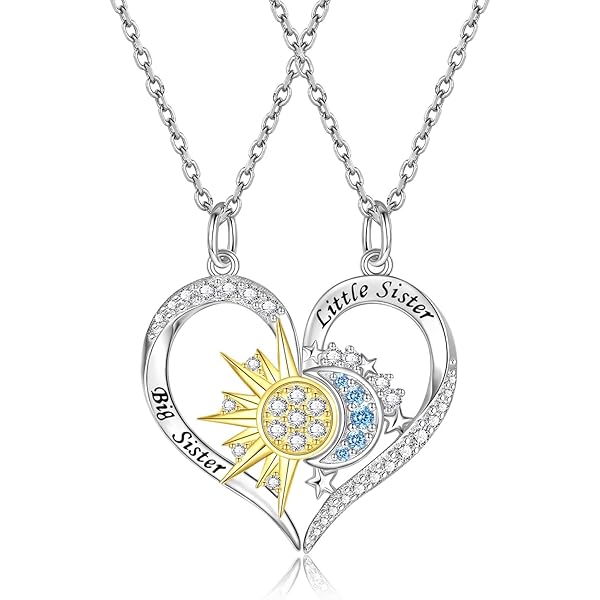 TUGHRA Mother And Daughter Necklaces Set 925 Sterling Silver Mom