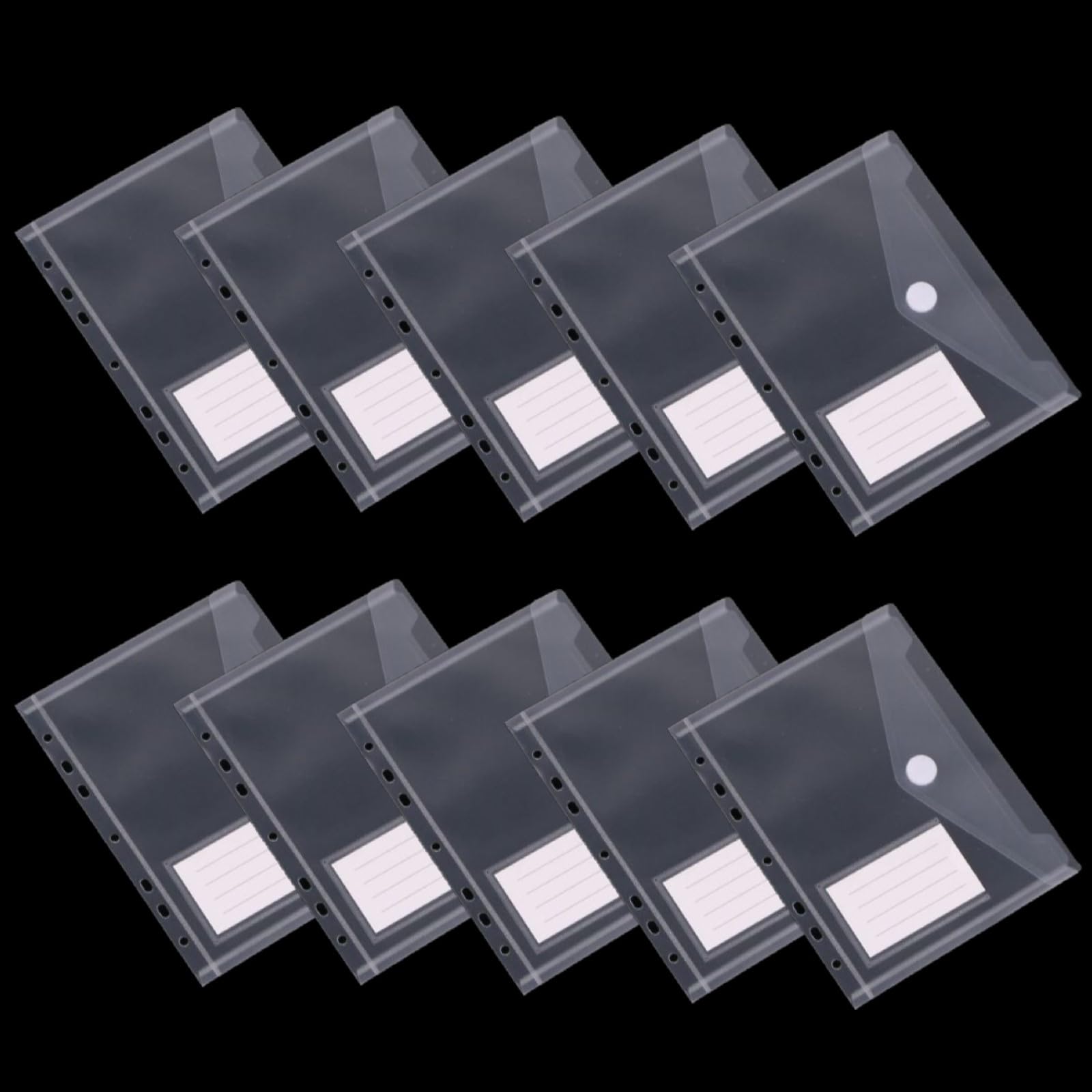 Photo 1 of 10 Pcs Mini Binder Pocket 7-Hole Binder Pocket Folders Mini Binder Dividers Clear Binder Folders Envelopes