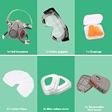 ANUNU Chemical Respirator Mask w/ Filters & Goggles for Paint Epoxy Resin view 8