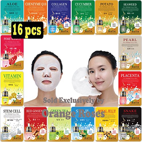 [OBS lab] 16 pcs Ultra Hydrating Essence Facial Mask Sheets ( 16 types x 1 each ), Korean Facial Mask Sheet…