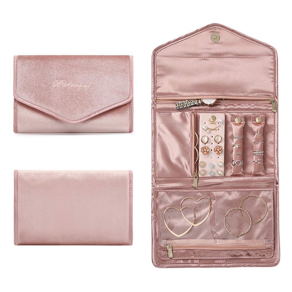 VanFn Jewelry Rolls, Travel Jewelry Organizer Roll, Foldable Jewelry Case, Women Jewelry Storage Bag for Journey-Rings, Necklaces, Earrings, Bracelets, Watches, Brooches P.Travel Series