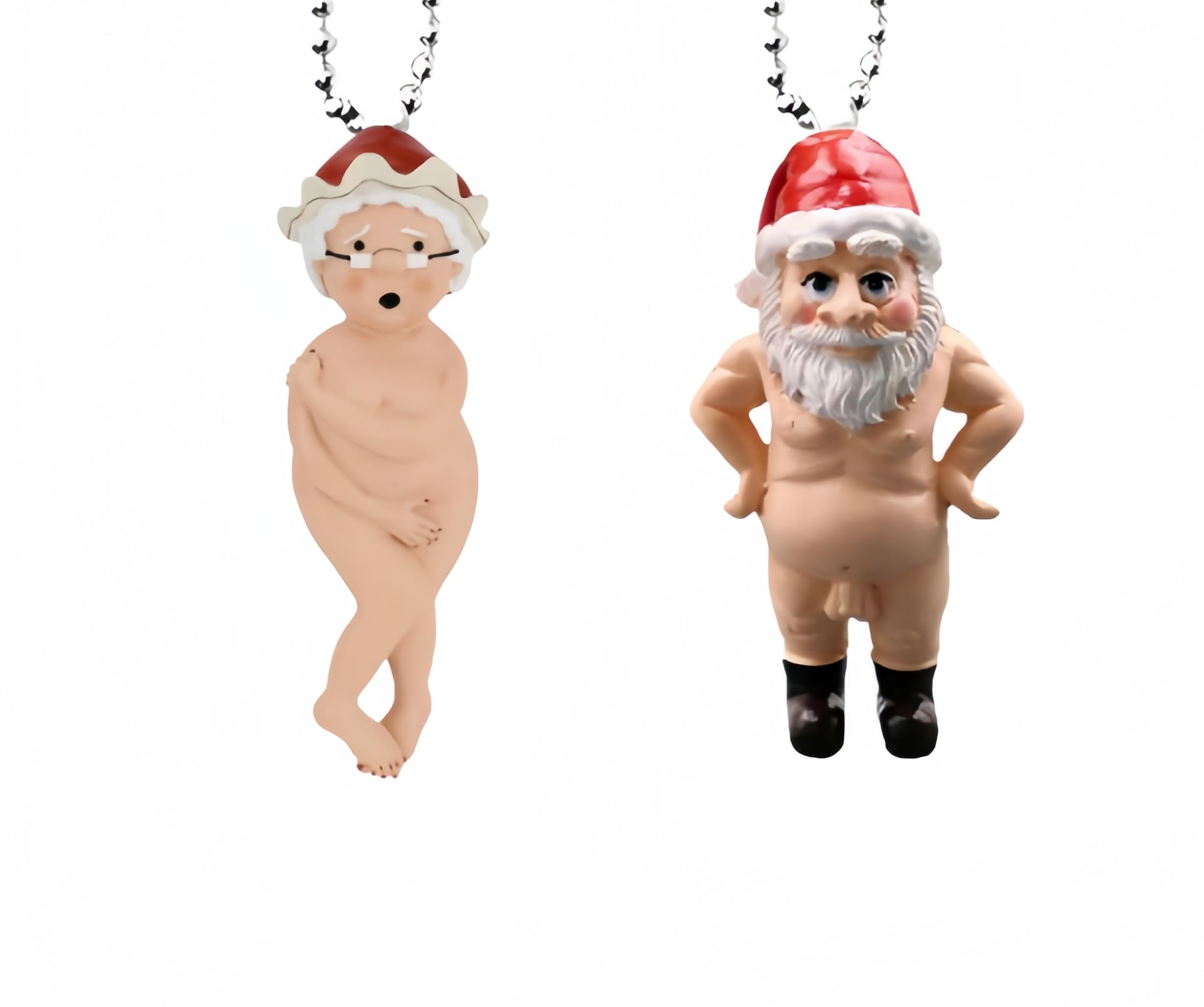 2-Pack Funny Couple Christmas Ornaments, Funny Santa Claus, can be Used for Holiday Decorations, car Pendants, Bags, Keychains, Family Gatherings, Anniversaries, Halloween and White Elephant Gifts