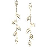 SWEETV Vine Wedding Earrings for Brides, Bridesmaid, Cubic Zirconia Bridal Earrings for Wedding, 18K Gold Plated/Silver Rhinestone Dangling Earrings for Women Prom Party Jewelry Gifts