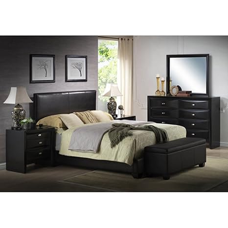 Ireland Eastern Black King Size Bed Faux Leather With Headboard