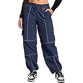 DISCIPBUSH Cargo Pants - Baggy Women's Y2K Pants with Parachute Stitch, Perfect for Girls