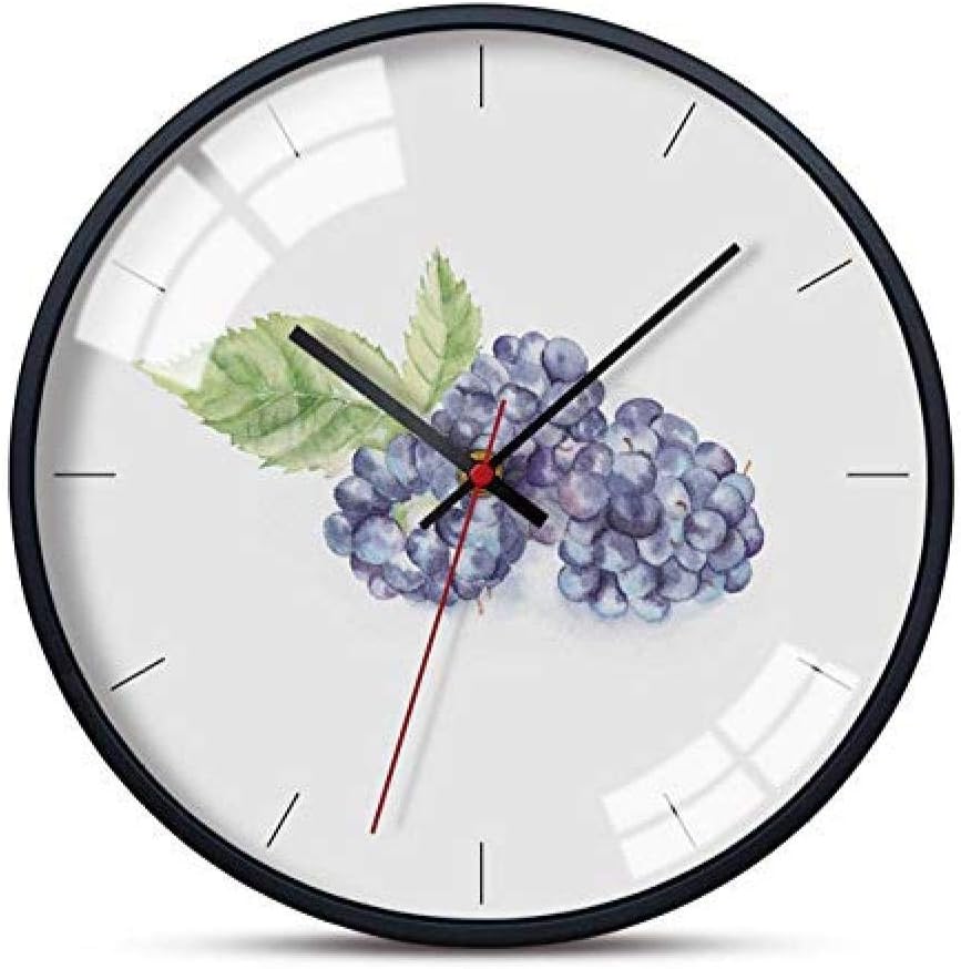 YUHAO Wall Clocks Fruit Grape Acrylic DecorSilent Sports Stylish Design Bedroom Home Decor School