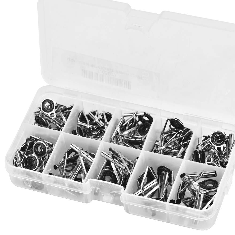 Alomejor 80pcs Fishing Rod Guide Smooth Ceramic Rings in 10 Sizes Replacement for Fishing Line