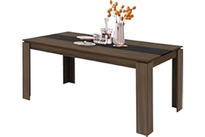 FURNITURER Farmhouse Style Dining Table 55.1" Rectangular Design Seats 4-6 Sturdy Wooden Construction, Light Brown