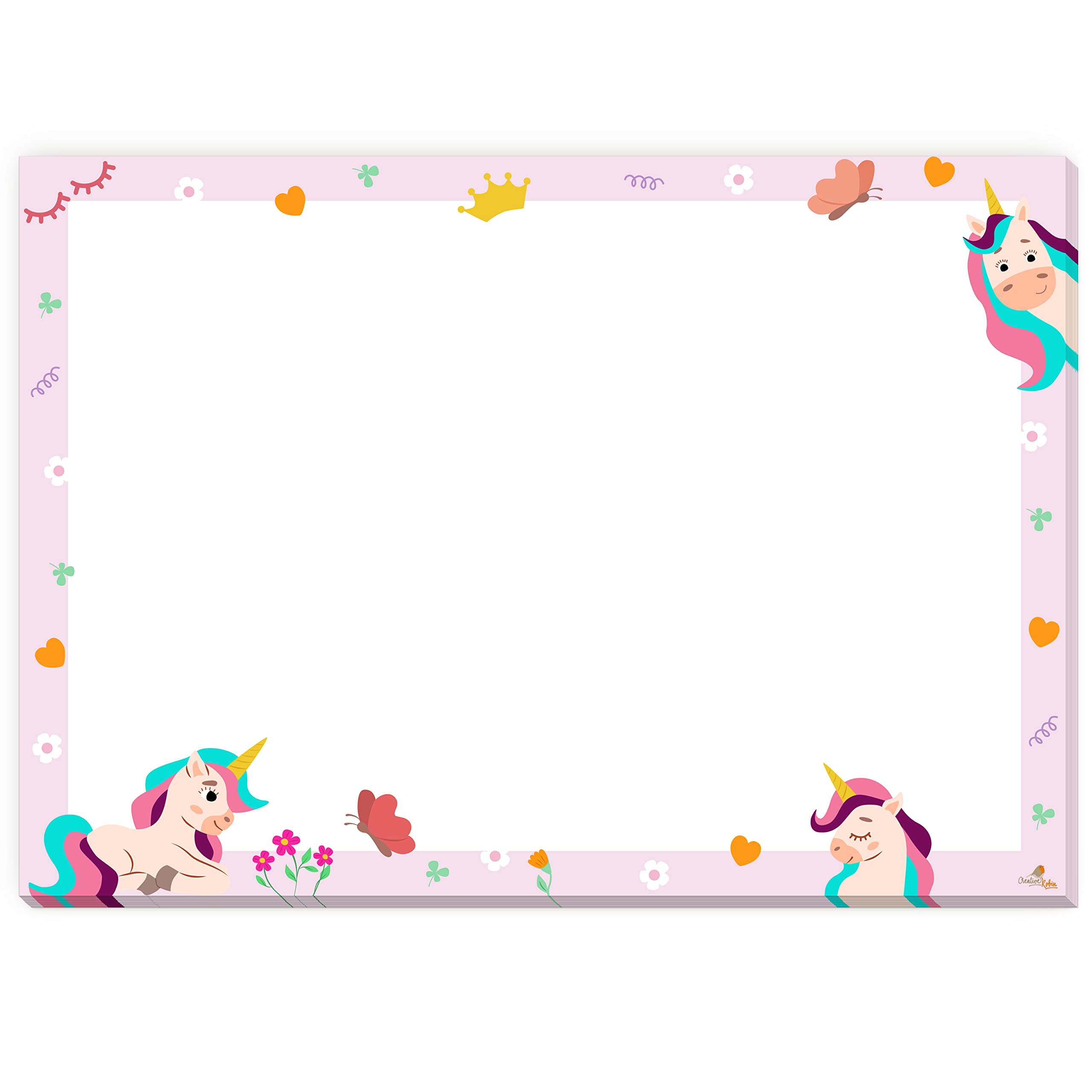 CreativeRobin Unicorn Paper Desk Pad DIN A3 Colouring Pad and Colouring Mat for Children and Adults 25 Sheets