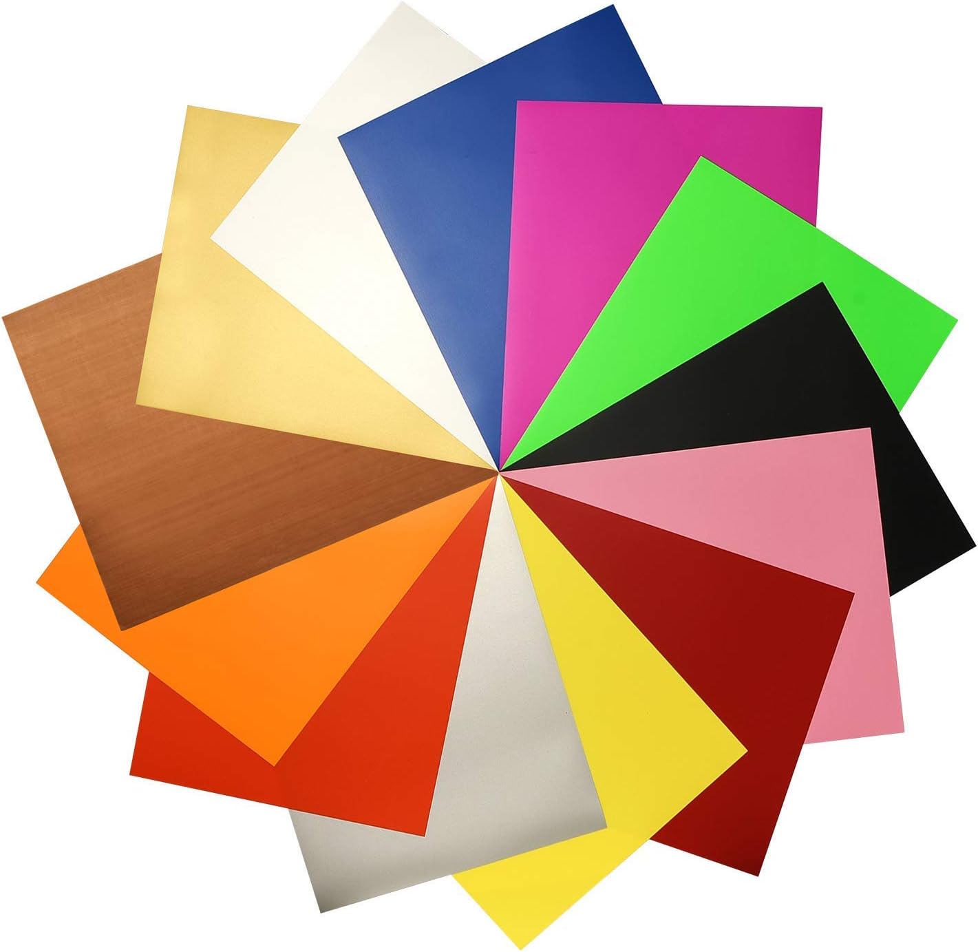 JANDJPACKAGING Assorted Colors 12 Sheets 12"x 10" Transfer Bundle Iron on HTV for T Shirts, Hats, Clothing Heavy Duty Vinyl for Silhouette Cameo, Cricut or Heat Press Machine Tool