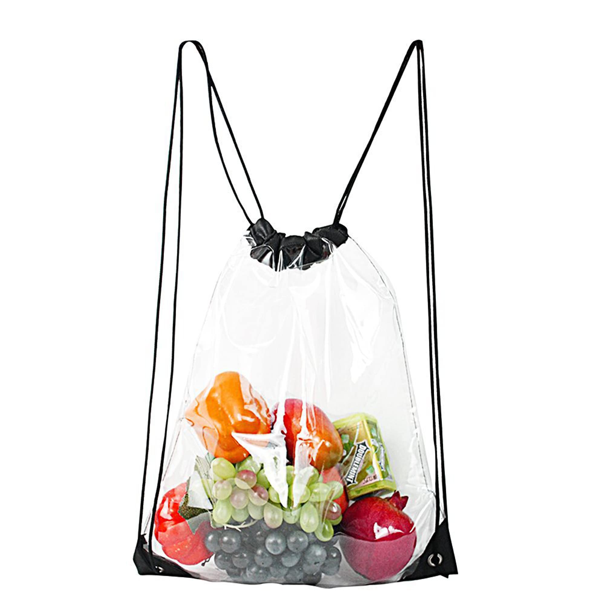 IRYNA Drawstring Gym Sack - Clear, Waterproof Sports Backpack for Women & Men