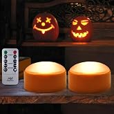 HOME MOST 2-Pack Halloween Pumpkin Lights with Remote/Timer - Orange Pumpkin Lights LED Battery Operated Halloween Decor - Jack-O-Lantern Outdoor Decorations